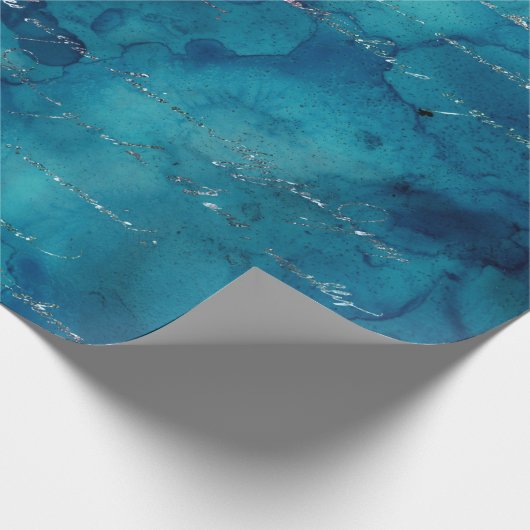 Papier Cadeau Script d'irruption sur le Turquoise Abstrait (Coin)
