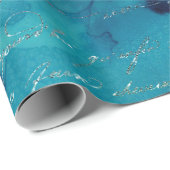 Papier Cadeau Script d'irruption sur le Turquoise Abstrait (Coin rond)