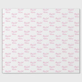Papier Cadeau Script Fille Bébé Rose Nom Personnalisé (Plat)