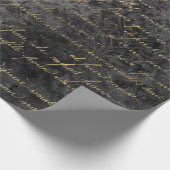 Papier Cadeau Script français en or sur gris déprimé (Coin)