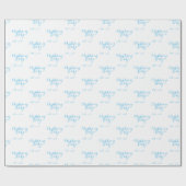 Papier Cadeau Script Garçon Bébé Bleu Personnalisé Nom (Plat)