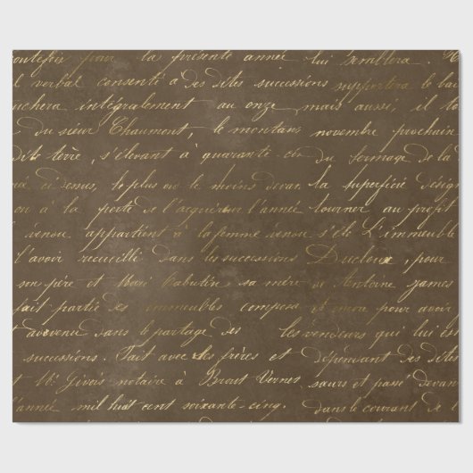 Papier Cadeau Script Gold sur Brown (Plat)