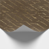 Papier Cadeau Script Gold sur Brown (Coin)