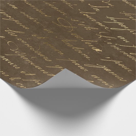 Papier Cadeau Script Gold sur Brown (Coin)