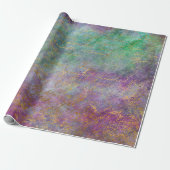Papier Cadeau Script Gold sur le violet et le vert (Déroulé)