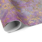 Papier Cadeau Script Gold sur le violet et le vert (Coin rond)