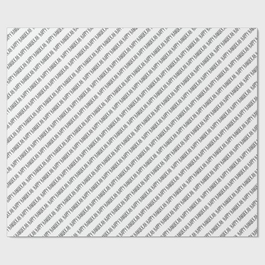 Papier Cadeau Script Hanoukka simple noir et blanc heureux (Plat)