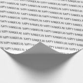 Papier Cadeau Script Hanoukka simple noir et blanc heureux (Coin)