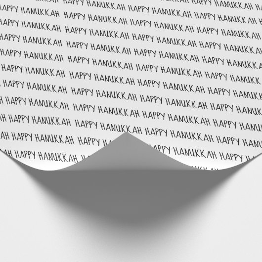 Papier Cadeau Script Hanoukka simple noir et blanc heureux (Coin)