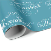 Papier Cadeau Script Happy Hanoukka Holiday (Coin rond)
