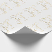 Papier Cadeau Script Joyeuses Fêtes Gold Faux Foil (Coin)
