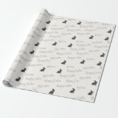 Papier Cadeau Script Joyeuses Pâques avec Silhouettes de Lapin (Déroulé)