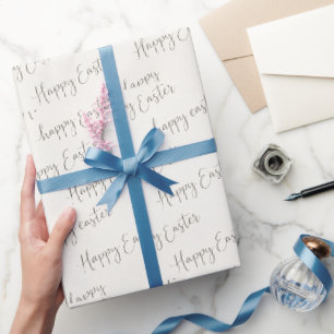 Papier Cadeau Script Joyeuses Pâques – Lettres Élégantes de Prin