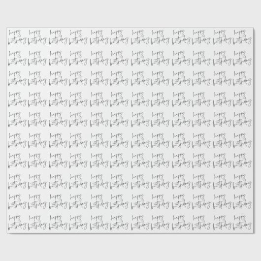 Papier Cadeau Script manuscrit moderne Joyeux anniversaire (Plat)