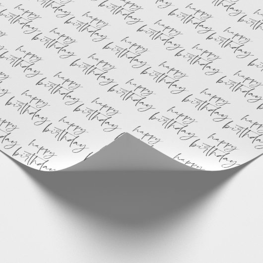 Papier Cadeau Script manuscrit moderne Joyeux anniversaire (Coin)