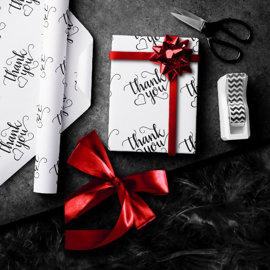 Papier Cadeau Script minimal simple | Merci de marque classique