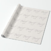 Papier Cadeau Script minimaliste Merry Cream White Holiday (Déroulé)
