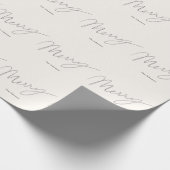 Papier Cadeau Script minimaliste Merry Cream White Holiday (Coin)