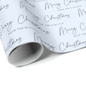 Papier Cadeau Script minimaliste Pastel Bleu Joyeux Noël (Coin rond)