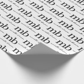 Papier Cadeau Script moderne noir blanc tendance Monogramme init (Coin)
