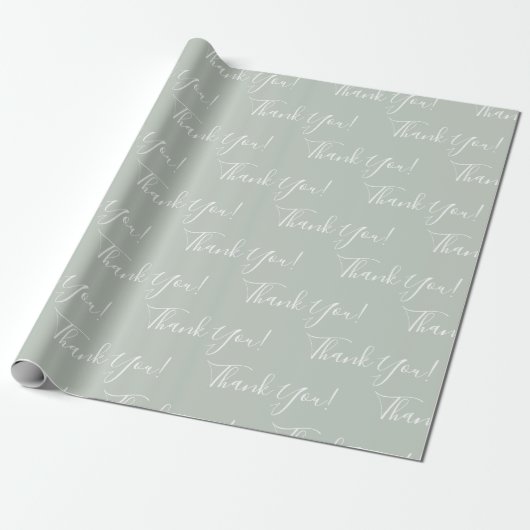 Papier Cadeau Script moderne Sage Merci Pastel (Déroulé)