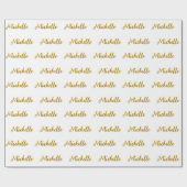 Papier Cadeau Script moderne tendance Nom personnalisé blanc et (Plat)