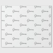 Papier Cadeau Script noir personnalisé Élégant Groom de nom (Plat)