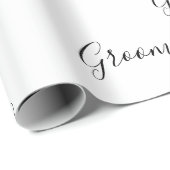 Papier Cadeau Script noir personnalisé Élégant Groom de nom (Coin rond)