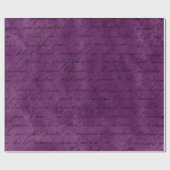 Papier Cadeau Script noir sur violet (Plat)