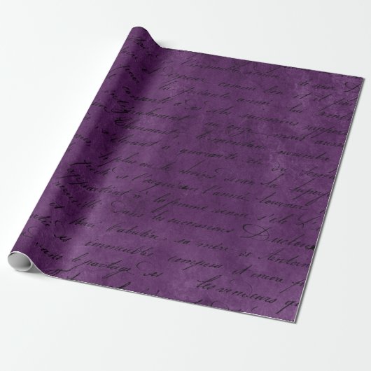 Papier Cadeau Script noir sur violet (Déroulé)
