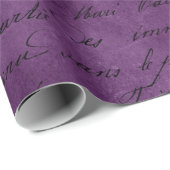 Papier Cadeau Script noir sur violet (Coin rond)