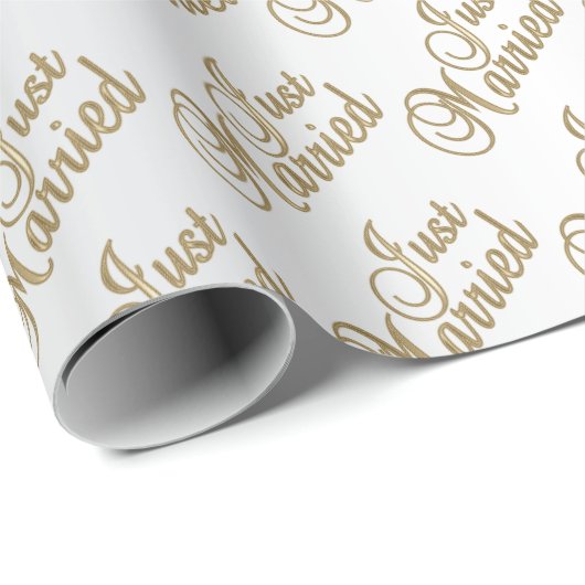 Papier Cadeau Script Or juste marié | MARIAGE (Coin rond)