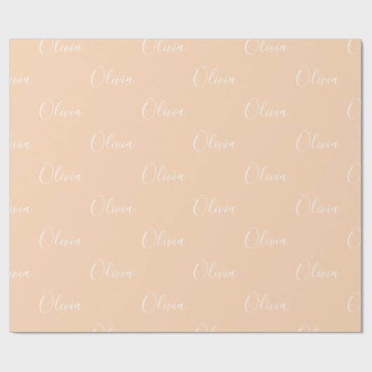 Papier Cadeau Script Pastel Peach Personnalisé (Plat)