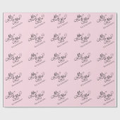 Papier Cadeau Script personnalisé M et Mme rose (Plat)