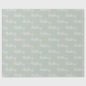 Papier Cadeau Script personnalisé vert élégant (Plat)