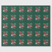 Papier Cadeau Script photo arc rouge vert Noël (Plat)