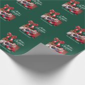 Papier Cadeau Script photo arc rouge vert Noël (Coin)