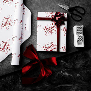 Papier Cadeau Script rouge simple   Merci à la pomme de bonbon C