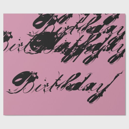 Papier Cadeau Script rustique rose Joyeux emballage d'anniversai (Plat)