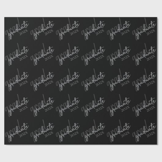 Papier Cadeau Script Silver Gradué | Faux Metallic tendance (Plat)