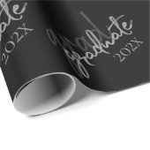 Papier Cadeau Script Silver Gradué | Faux Metallic tendance (Coin rond)