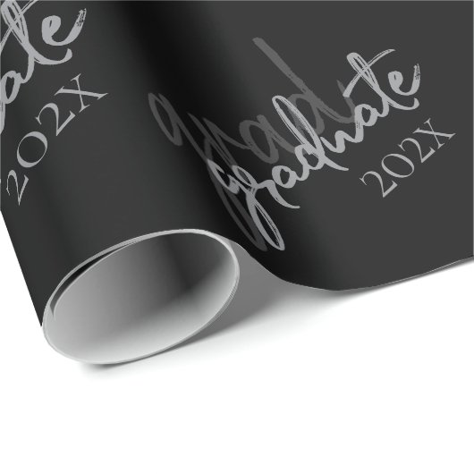 Papier Cadeau Script Silver Gradué | Faux Metallic tendance (Coin rond)