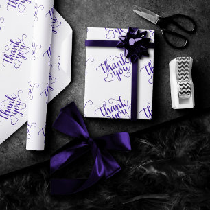 Papier Cadeau Script simple violet   Coeur du Merci royal du rai