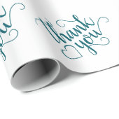 Papier Cadeau Script Turquoise simple | Merci vert foncé de minu (Coin rond)