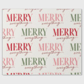 Papier Cadeau Script Typographie Joyeux Tout Rose Vert Gras (Plat)