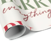 Papier Cadeau Script Typographie Joyeux Tout Rose Vert Gras (Coin rond)