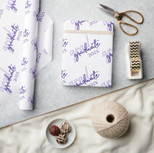 Papier Cadeau Script violet de fin d'études   Année royale des b