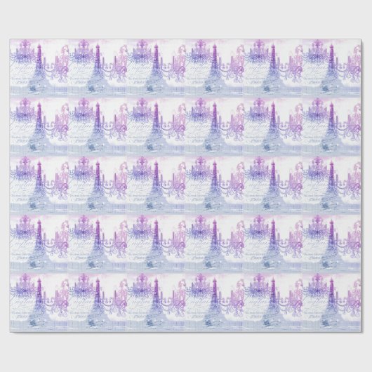 Papier Cadeau scripts chandelier violet tour eiffel paris (Plat)