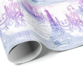 Papier Cadeau scripts chandelier violet tour eiffel paris (Coin rond)