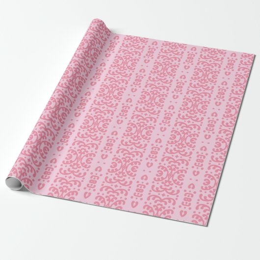Papier Cadeau Scroll Lace in Pink (Déroulé)